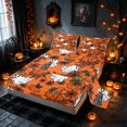 thumbnail image 2 of Homewish Halloween Ghost Pumpkin Bed Sheets, Spider Web Full Size Sheets, Bright Orange Black, 4pcs (1 Flat Sheet, 1 Fitted Sheet and 2 Pillowcases), 2 of 4