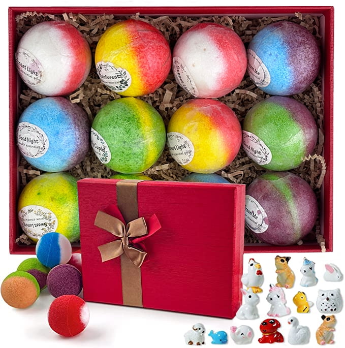 Bath Bombs with Toy, 12PCS Bath Bombs Gift Box, Cute Toys for kids with