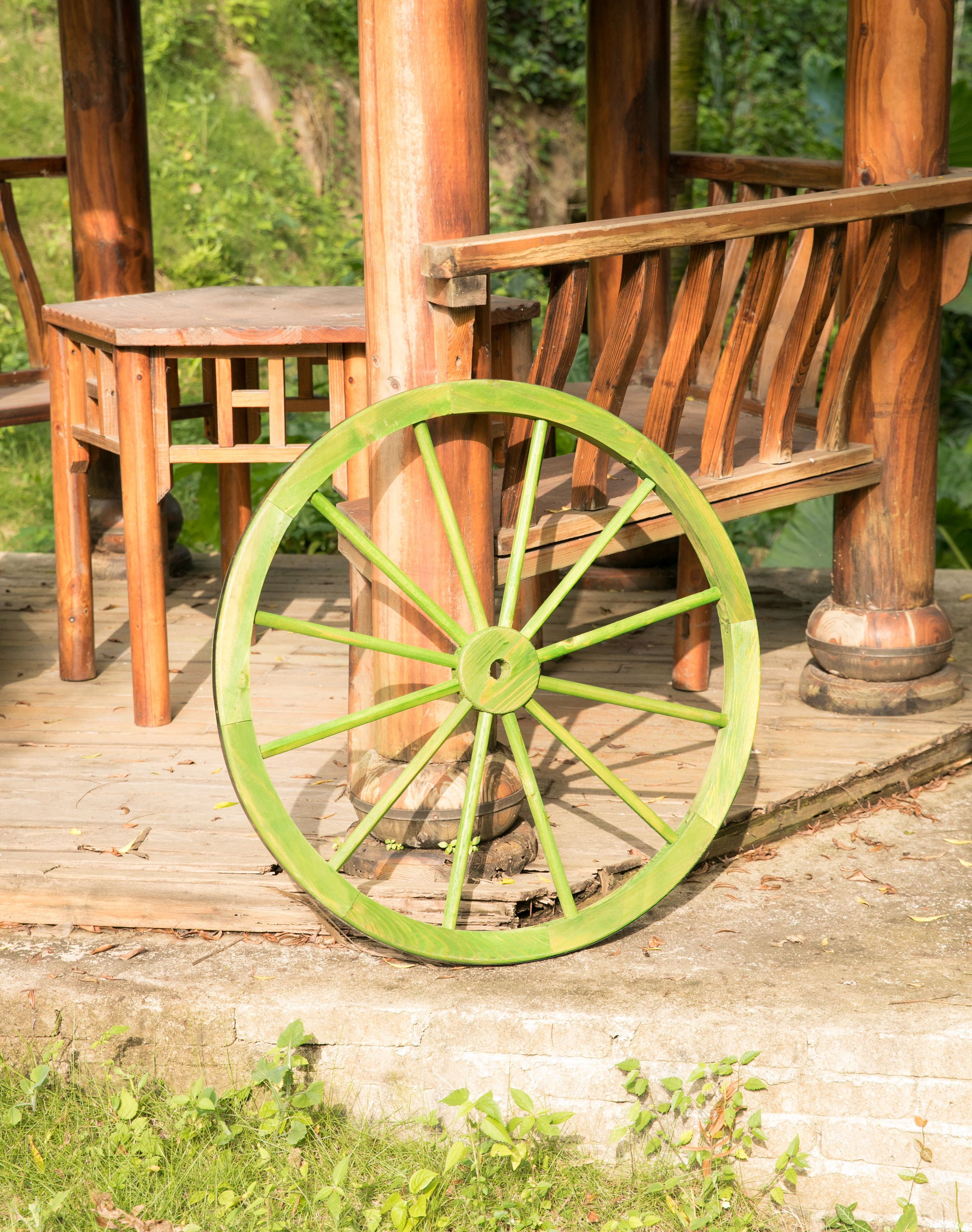 Decorative Antique Cottage Green Wagon Garden Wheel 31 Com Decorative Antique Cottage Green Wagon, Antique Garden Cart Wheels