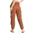 thumbnail image 3 of C'est Toi Women's High Rise Baggy Cargo Woven Tencel Jogger Pants (Rust, Medium), 3 of 4