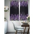 thumbnail image 4 of Purple Lavender Sheer Curtains 63 Inch Length 2 Panels Set, Spring Watercolor Wildflowers Plant Black Voile Window Treatment Curtains Sheers Drapes for Bedroom/Living Room/Kitchen 52x"63"x2, 4 of 7