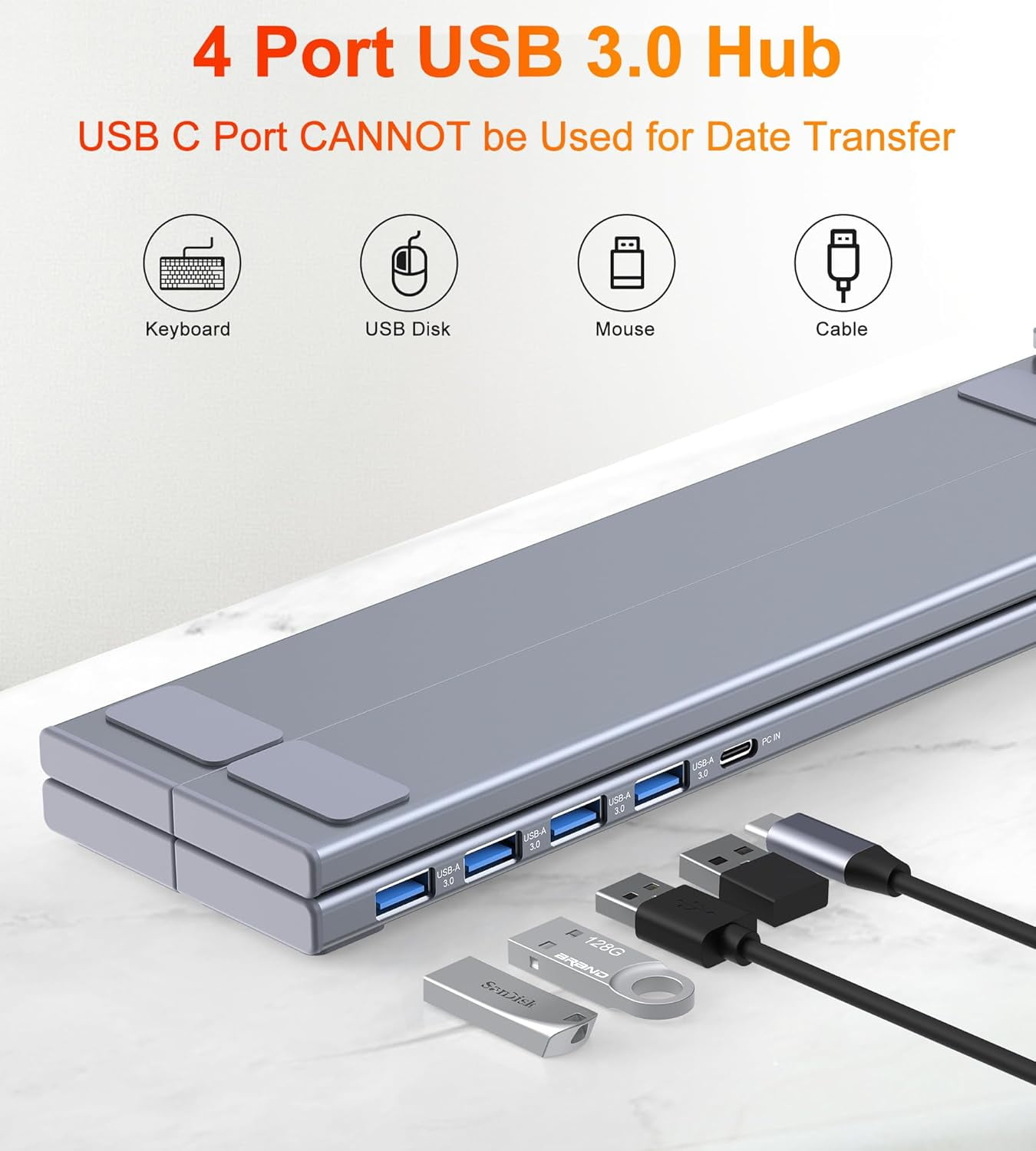 5-in-1 USB C Hub Adjustable Aluminum Laptop Stand, 4-Port USB A 3.0, Supports 5Gbps Data Transmission USB-C Hub Docking Station [Charging Not Supported] for MacBookPro/Air/Dell/HP/Lenovo
