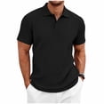 thumbnail image 3 of Bxsruta Men's Casual Textured Knit Polo Shirt Short Sleeve Button Front Breathable Solid Collared Pullover, 3 of 8