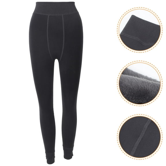 GOOHOCHY Fleece Leggings Waist Warm Thermal Women High Waisted for 's Grey