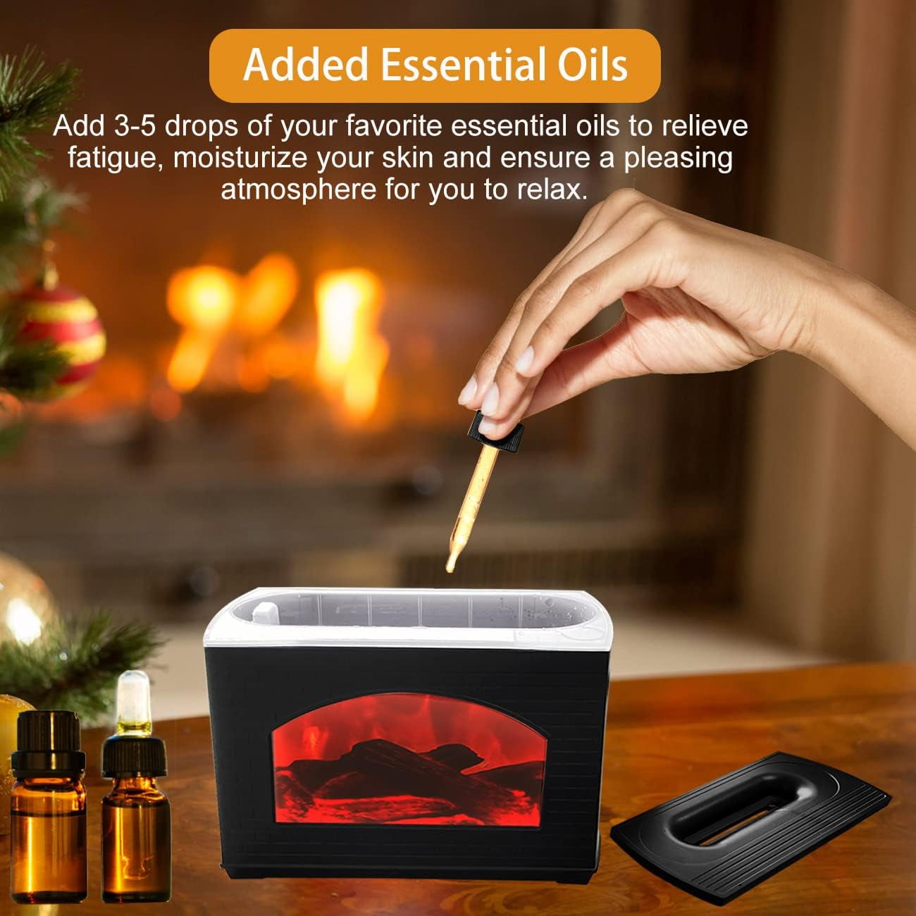 RAPOBRIX 270ml Flame Oil Diffuser Cool Mist Humidifier - Fireplace Effect for Outdoor/Bedroom/Living Room