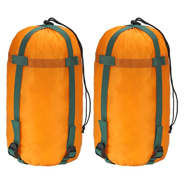 Unique Bargains Compression Stuff Sack, 2 Pack 20L Waterproof Sleeping Bag for Backpacking, Orange