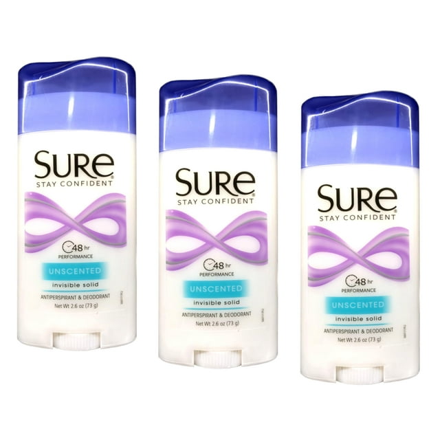 Desodorante corporal Sure Invisible Solid, sin perfume, 75 ml (paquete de 3)