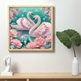 thumbnail image 4 of 5D DIY diamond art painting kit, pink swan special shape diamond canvas, namely can decompress and relax and can be used for home wall decoration, 4 of 7