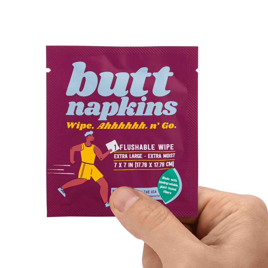 Butt Napkins, 50 Individually Wrapped, Water-Based Flushable Wipes, Unscented & Hypoallergenic