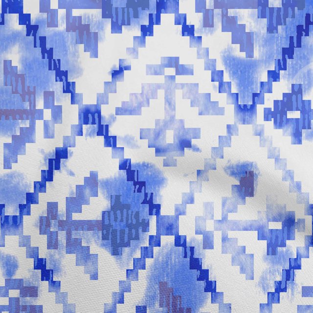 oneOone Polyester Spandex Royal Blue Fabric Geometrical Water Color Sewing Craft Projects Fabric Prints By Yard 56 Inch Wide