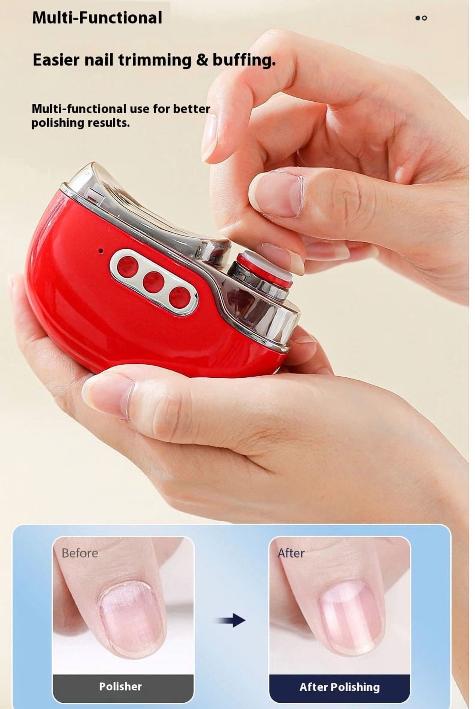 Manicure Set 4 in 1 Multifunctional Portable Electric Nail Clipper Fingernail Cutter, for Baby, Kids, Adult Gift(Red)