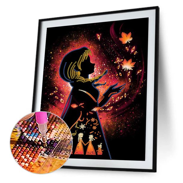 Cuadros Decorativos Kits de pintura de diamantes con forma especial parcial Disney Princess Silhouette (KA423) Tmvgtek embutido en tela