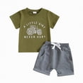 thumbnail image 4 of Boys Casual Outfit Toddler Baby Boy Clothes Short Sleeve Tractor Letter Print T-Shirt Tops Solid Color Shorts Set, 4 of 4