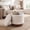 White & Brown, variant on SolaceHue Round Ottoman with Storage, 360° Swivel Boucle Vanity Stool with Removable Lid, No Assembly Ottoman Foot Rest for Living Room, Bedroom, Makeup Room (Gray & Brown)
