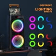thumbnail image 5 of JYX Máquina de karaoke con 2 micrófonos inalámbricos para adultos, altavoz de fiesta Bluetooth grande de 8 pulgadas con potencia máxima de 500 W, sistema PA con luz de discoteca LED, ruedas giratorias, 5 of 5