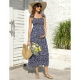 thumbnail image 2 of Smocked Maternity Boho Dress Casual Spaghetti Strap Ruffle Sleeveless Swing Summer Maxi Dress, 2 of 5