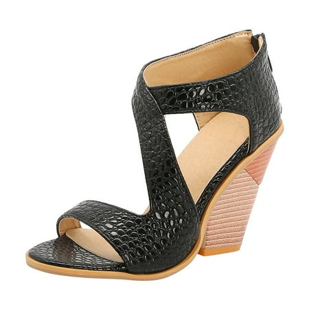 

KaLI_store Slip On Shoes Women Womens Heel Sandals Open Square Toe Mule Heeled Sandal Slip On High Heels Dress Shoes Black