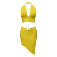thumbnail image 4 of DHFJKG 2 Piece Outfits For Women Skirts Set Beach Vacation Clothes Halter Backless Deep V Neck Crop Top Mini Bodycon Resort Wear Stylish Outfit, 4 of 5