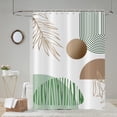 thumbnail image 6 of Boho Shower Curtain for Bathroom Green Abstract Arch Leaves Brown Geometric Bath Curtains Waterproof Fabric with Hooks for Home Decor, 72Wx72H, 6 of 6