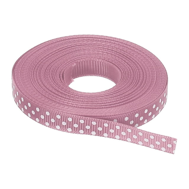 Uxcell Grosgrain Ribbons with White Dots Ribbon Bow Decoration Crafts Gift Wrapping Wedding Light Pink 25 Yards 3/8 Inch