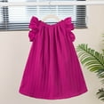 thumbnail image 2 of FAOWME Toddler Girls Fly Sleeve Solid Color Dress Dance Party Dresses Sundress Hot Pink 6-7 Years, 2 of 3