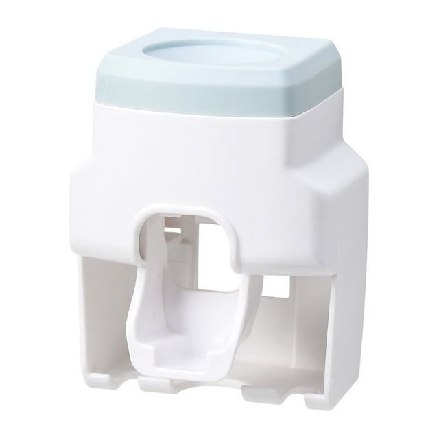 Jinsinto Toothpaste Dispenser and Toothbrush Holder, Wall Mount Automatic Toothpaste Squeezer for Kids Bathroom Washroom (Blue)