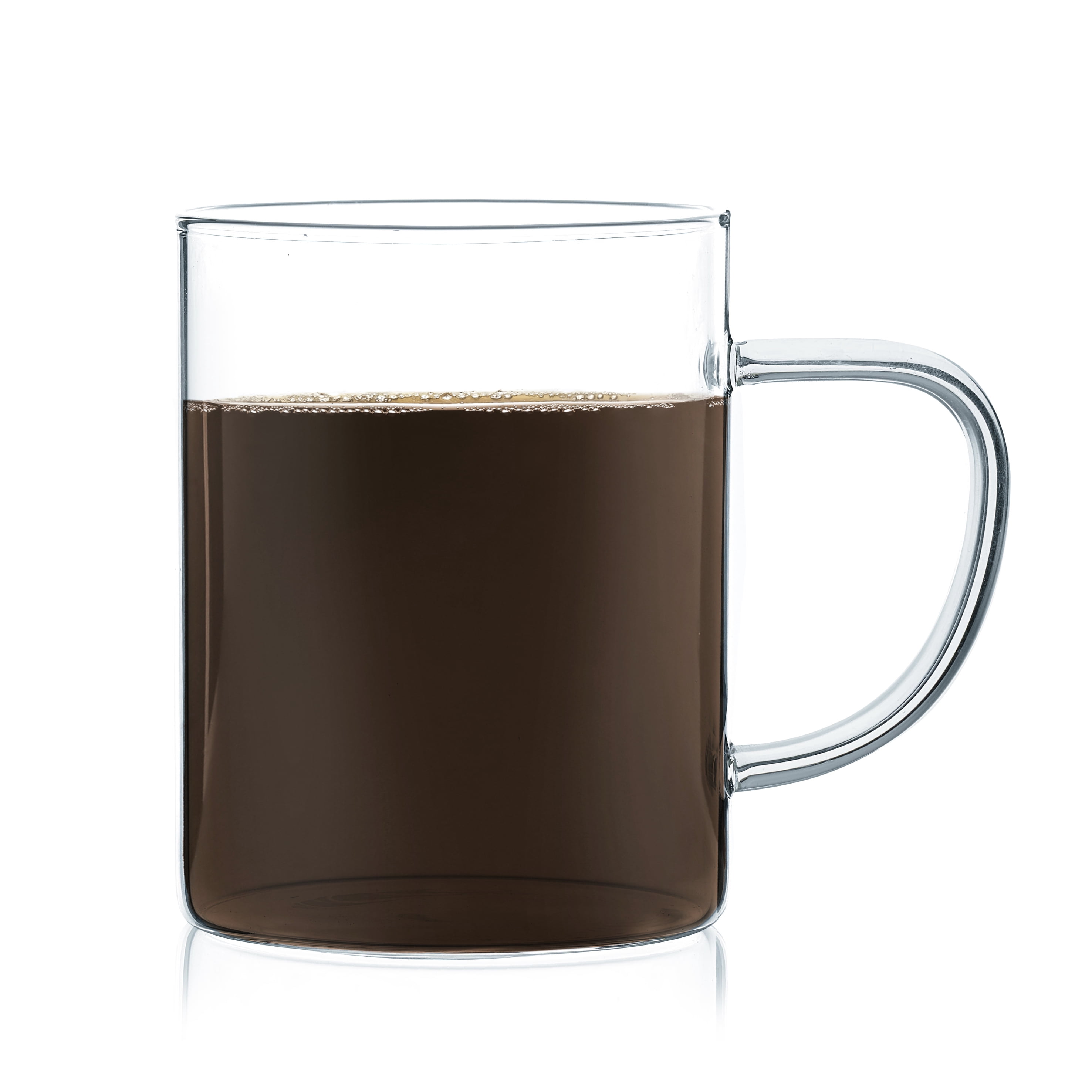 JavaFly Glass Mug, Set of Clear Cups for Cold and Hot Drinks, 10.5 oz.