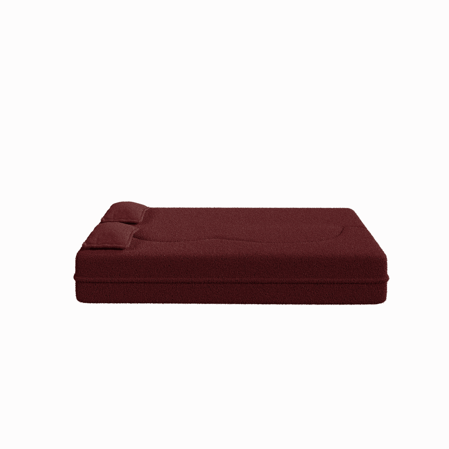Demi Bonn 78" Modern Floor Sofa Bed with 2 Pillows, Convertible Teddy Fabric Full Size 15" Foam Mattress, No Assembly, Stylish Sleeper Couch for Living Room, Red