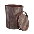 thumbnail image 6 of FRCOLOR Swing Lid Trash Can For Bathroom Kitchen And Bedroom Round Trash Can With Lid Small Imitation Wood Grain Garbage Bin For Home And Office Use, 6 of 8