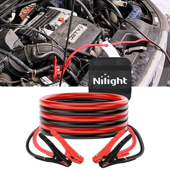 Nilight Jumper Cables for Car Battery 6 Gauge 12 FT Booster Cable Heavy Duty 450 A CCA Jumper Cable with Carrying Bag Jump Start Battery Kit for Pickup Vans Sedan Motorcycle