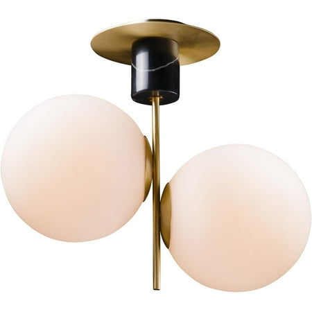 

RLA Maxim RL-333789 Semi Flush Satin Brass and Black Steel and Marble Vesper