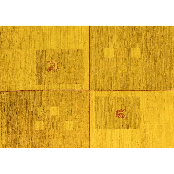 Ahgly Company Indoor Rectangle Abstract Yellow Modern Area Rugs, 8' x 10'