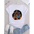 thumbnail image 2 of Camiseta para mujer Suave de veranoWomen's Fashionable Round Neck Short Sleeve T-Shirt with Colorful English Letter Print, Casual Sporty Summer Top, Comfortable Polyester Blend - Machine Washable, L, 2 of 7