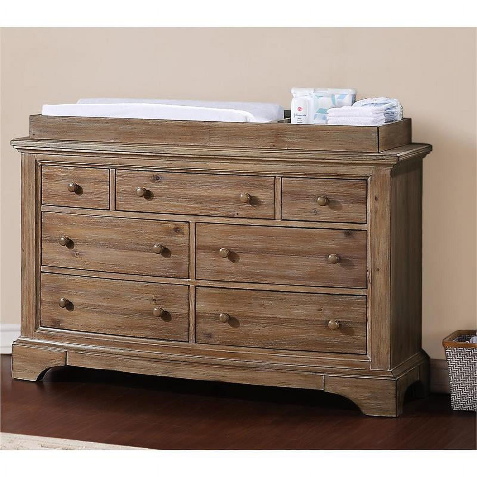 Bertini Pembrooke Changing Dresser Topper Nursery Furniture in Natural Rustic