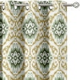 thumbnail image 2 of Vargottam Ikat Medallion Design Blackout Curtains - Set of 2 Panels, 52 x 90 Inches Each - Light Blocking & Thermal Insulated Drapes with Grommet Top for Bedroom & Living Room - Green, 2 of 9