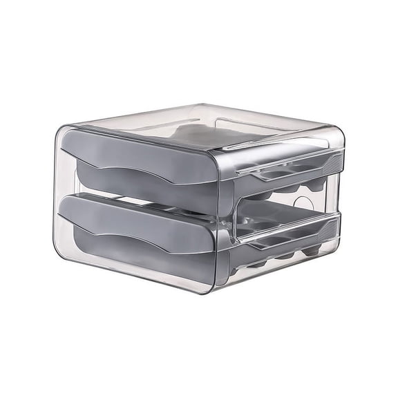 2-Tier Egg Storage Container for Refrigerator, Stackable Clear Plastic Egg Holder with Drawer, Holds 32 Eggs, Space Saving Fridge Organizer with Lid