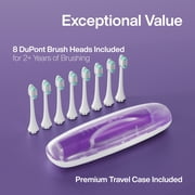 AquaSonic Vibe Electric Toothbrush Set - ADA Accepted, Rechargeable, 4 Modes, Travel Case, 8 Brush Heads - Satin Violet