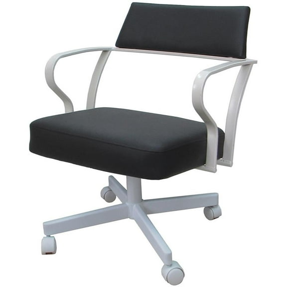 Pemberly Row Swivel Tilt Metal Dining Caster Chair - Gray - White Frame