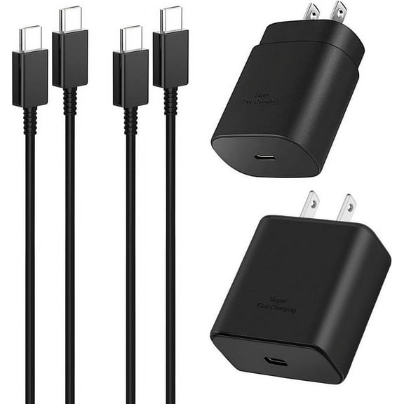 Borz Super Fast Charger, 2-Pack 45W 25W USB C Wall Charger Fast Charging Block For Samsung Galaxy S24 S23 S22 Ultra/S22 /S22/S21 Ultra/S21 /S21/S20/Note 10/Note 20 with 3FT Phone Charger Cord