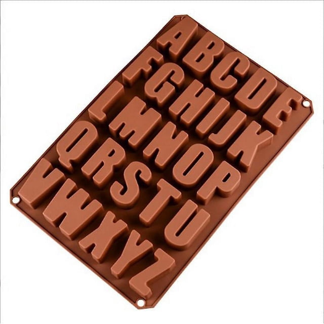 Moldes de letras grandes de 26 cavidades, molde de alfabeto de silicona para crayones, resina, Chocolate, dulces, cera, decoración para hornear pasteles (2 uds)