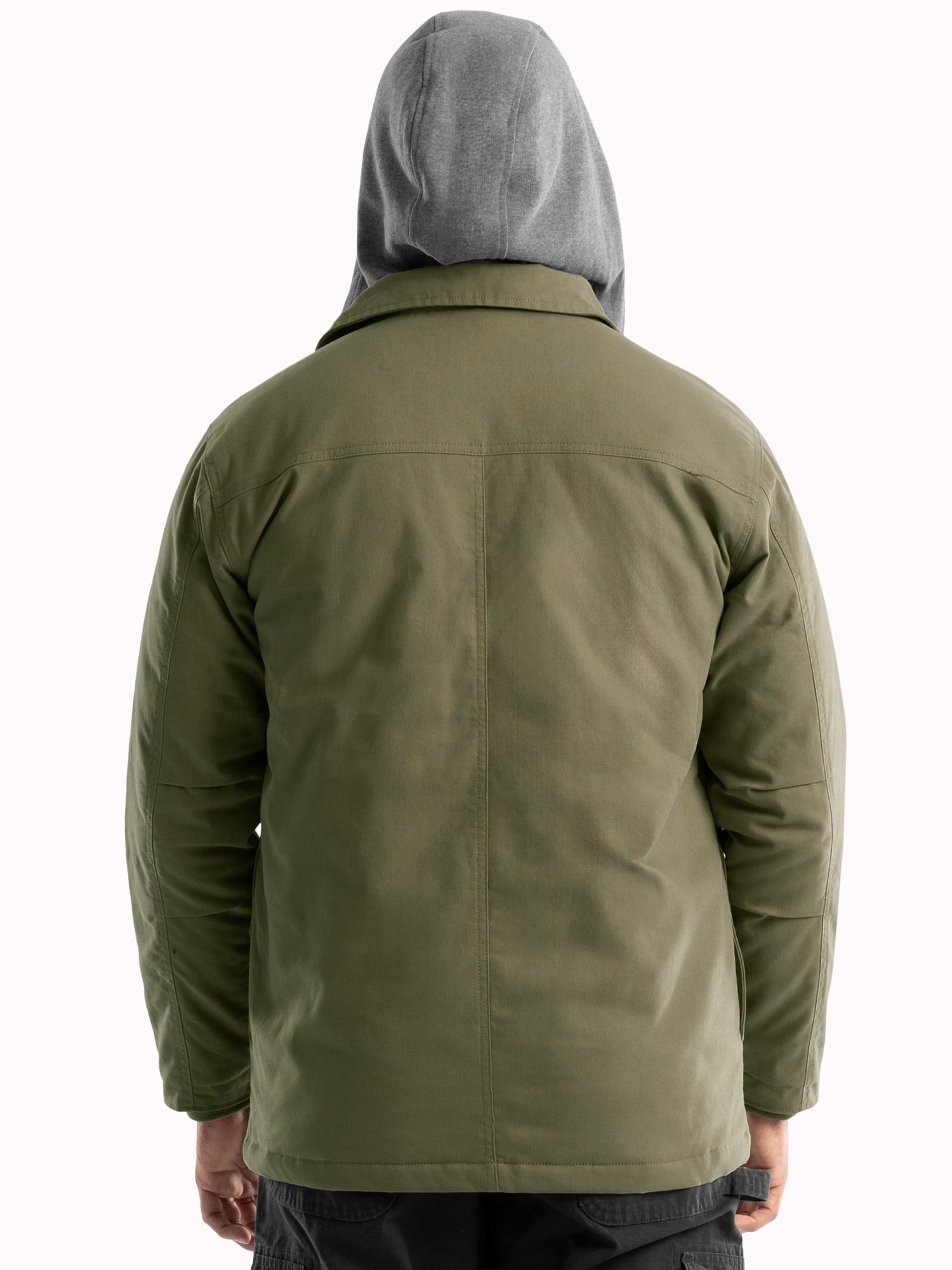 Wrangler Workwear Men's Quilted Lined Work Shirt Jacket with Hood, Size S-5XL (Men's and Big Men's)
