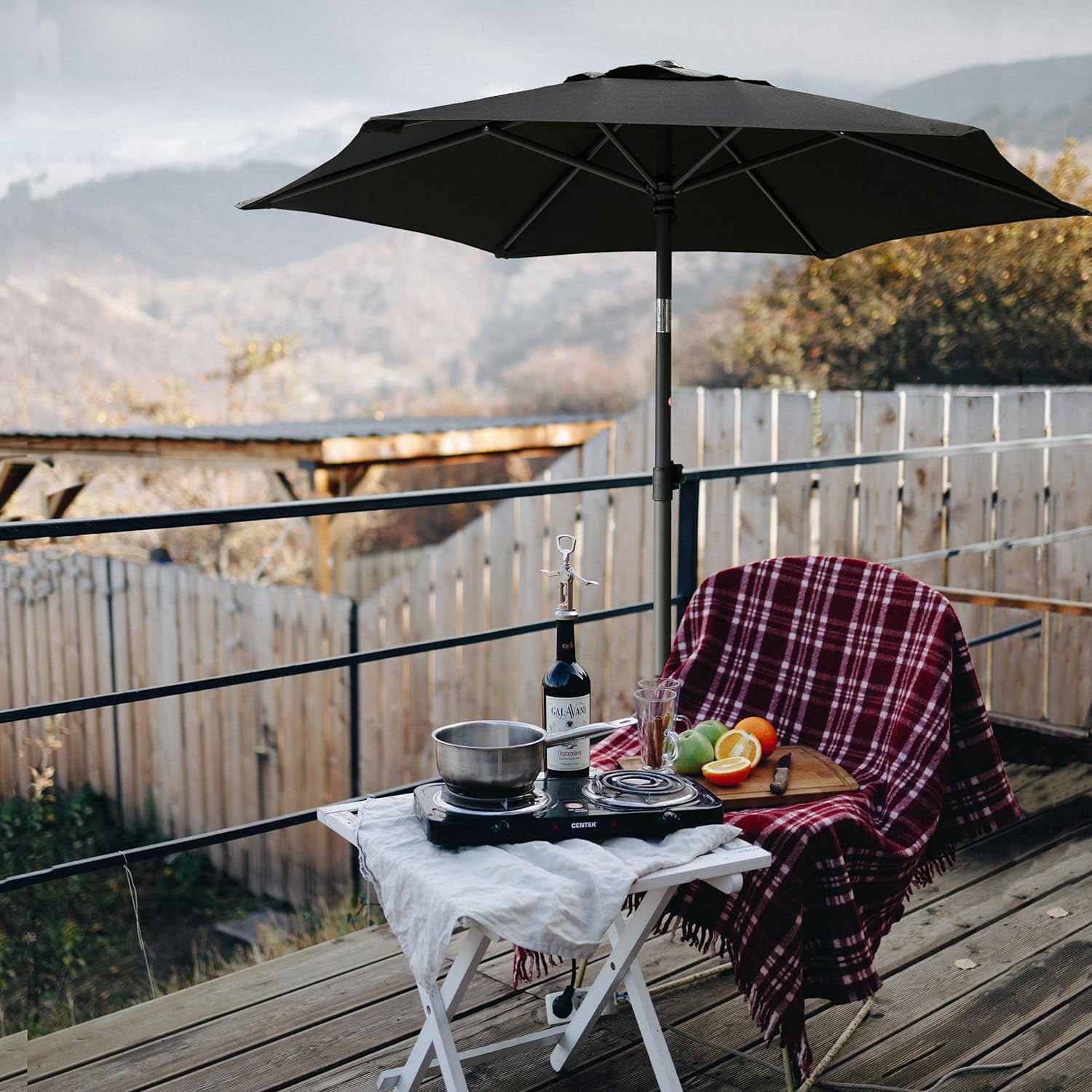 6ft Patio Umbrella Outdoor Table Umbrellas with Push Button Tilt, UPF50+ Premium Steel Pole and Ribs for Deck, Lawn, Garden, Backyard & Pool