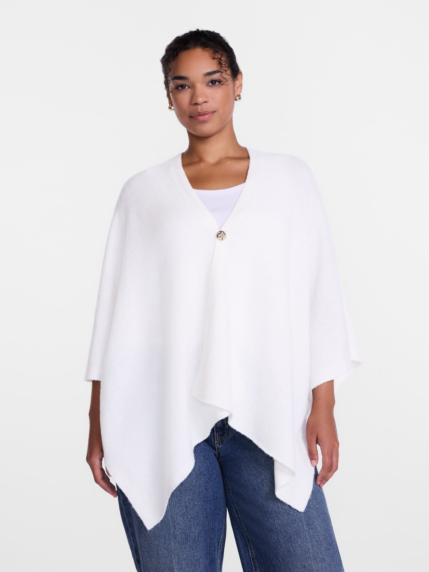 Scenario Women's Button Front Ruana, Mid-weight, Sizes S-XL