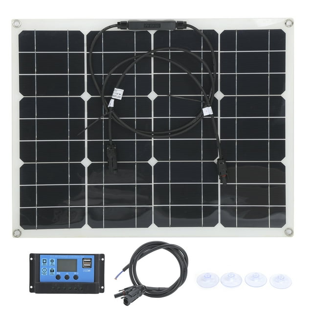 Peahefy 40W Solar Panel 10/20/30A Dual USB LCD 12V/24V PWM Solar Charge Controller