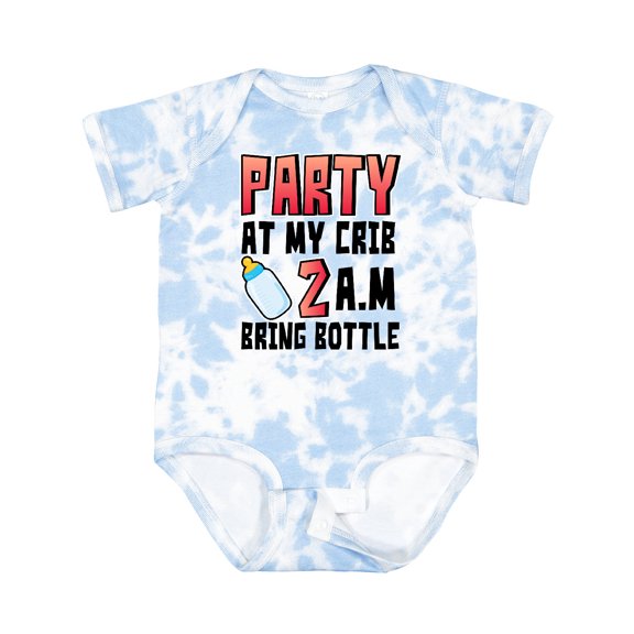 Inktastic Party at My Crib 2 A.m. Bring Bottle Baby Humor Boys or Girls Baby Bodysuit