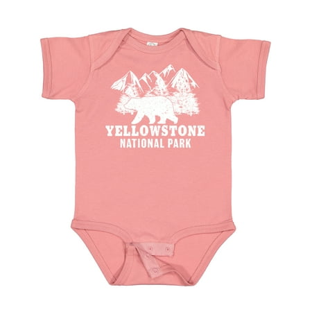 

Inktastic Yellowstone National Park with Bear Mountains and Trees Gift Baby Boy or Baby Girl Bodysuit