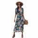 thumbnail image 5 of Minnieouse Verano estampado largo cintura alta cuello en V Casual playa mujer A-line vestidos de manga de manga corta fiesta vacaciones Vestidos Azul S Minnieouse AP017182-05, 5 of 6