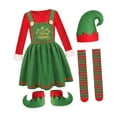 thumbnail image 1 of Disfraz de duende navideño perfecl para niñas 140 con sombrero, 1 of 8