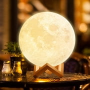 DAYBETTER 4.8Inch Moonlight Night Light for Adults Kids, 16Colors/3D Printing Moon Light Night Lamp for Kids Bedroom Decor
