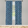 thumbnail image 2 of Ambesonne Vintage Curtains, Repeating Floral Shapes Art, Pair of 28"x63", Soft Pink Teal Green, 2 of 4